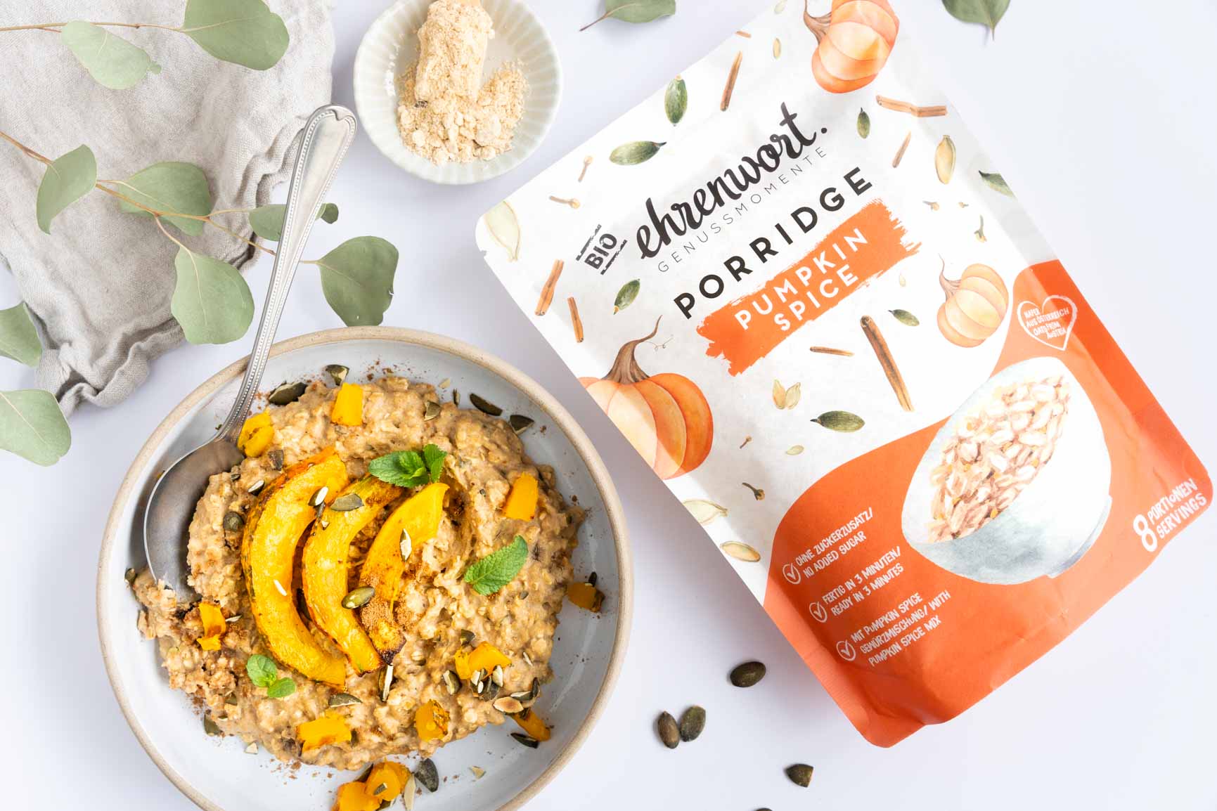 Veganer Pumpkin Spice Porridge - schnell & einfach gemacht! ehrenwort. Genussmomente x Unmilk
